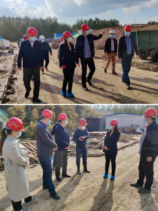 集团副总经理孙杨平陪同市住建局领导对排泥水处理工程进行安全检查